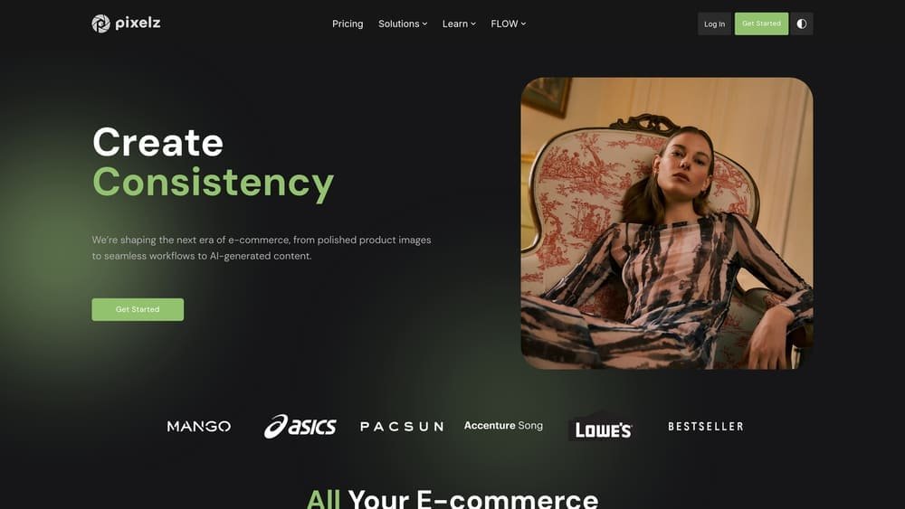 Screenshot of Pixelz website