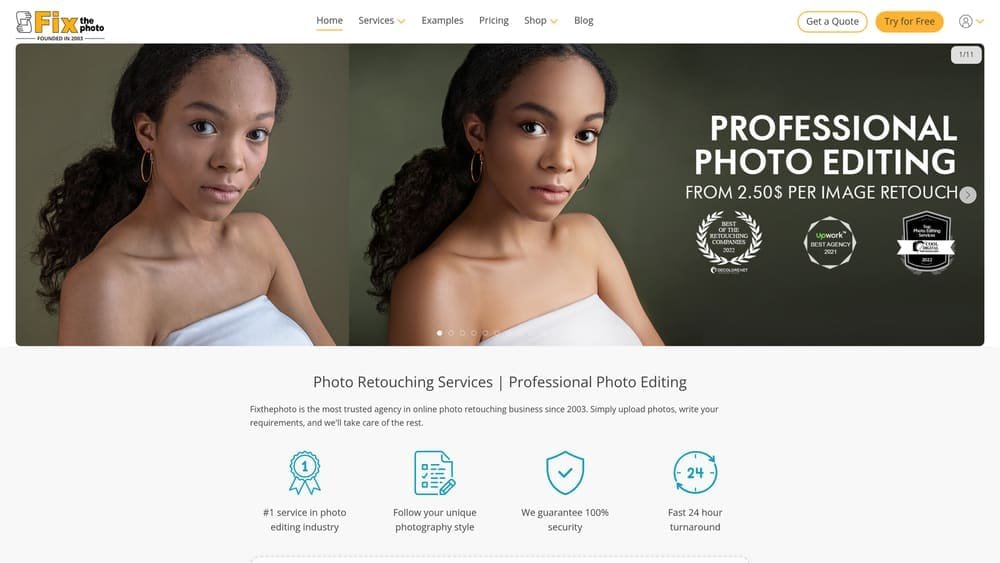 Screenshot of FixThePhoto website